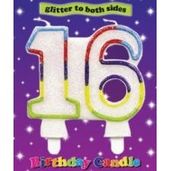 Rainbow Glitter Age 16 Candle 